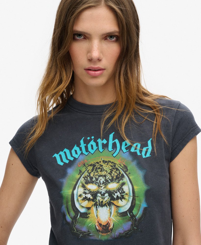 koszulka motörhead x superdry z krótkim rękawem i zespołem w kolorze heavy backstage black