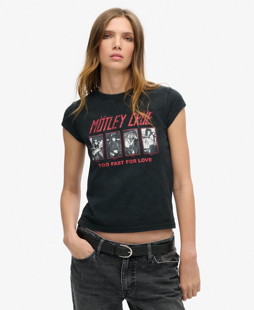 koszulka z krótkim rękawem motley crue x superdry w kolorze heavy amp black