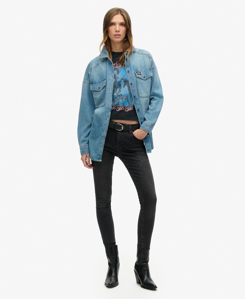 koszulka motley crue x superdry z krótkim rękawem i grubym tyłem w kolorze czarnym