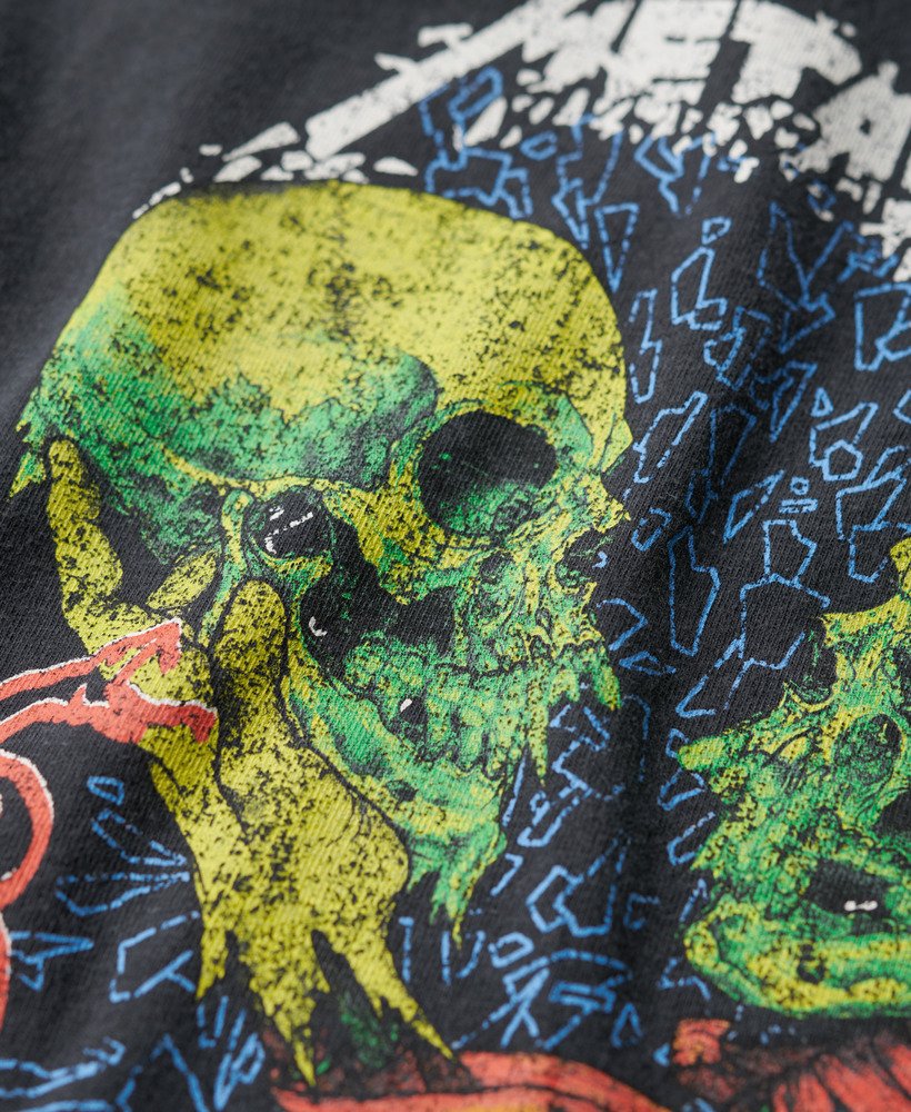 koszulka z krótkim rękawem i nadrukiem zespołu metallica x superdry z grubym tyłem w kolorze czarnym