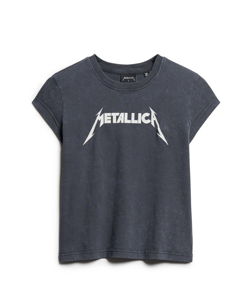 koszulka z krótkim rękawem i nadrukiem zespołu metallica x superdry w kolorze mid merch black