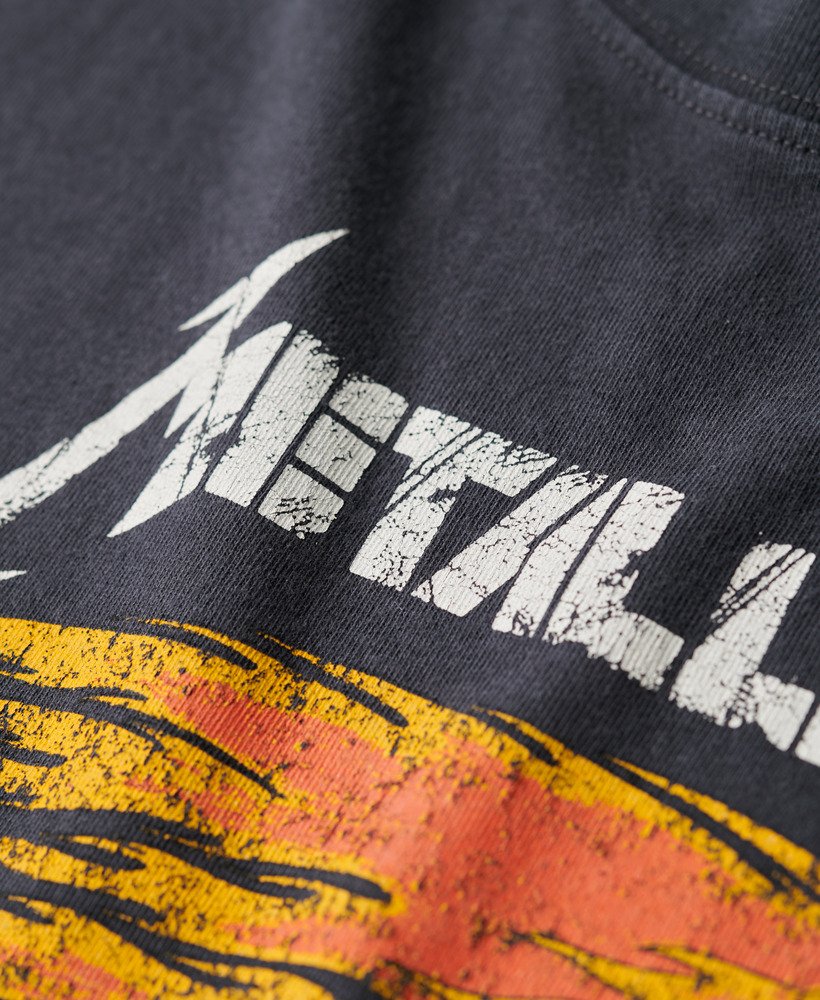 koszulka z krótkim rękawem metallica x superdry z nadrukiem zespołu backstage w kolorze mid black