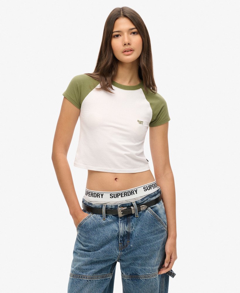 krótki t-shirt dla niemowląt z nadrukiem baseballowym w kolorze opticoliwkowo-khaki