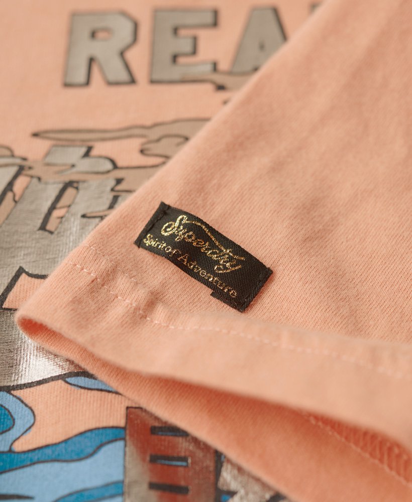 koszulka z japońskim logo vintage w kolorze kredowo-koralowym
