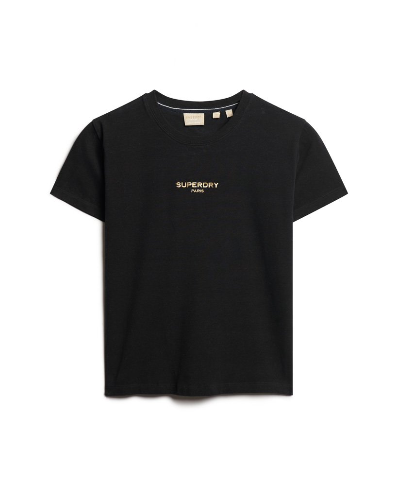 koszulka sport luxe z dopasowanym skróconym krojem i logo w kolorze czarno-zŁotym