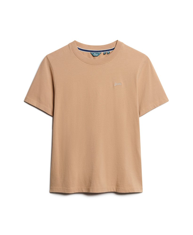 koszulka z bawełny organicznej z haftowanym logo w stylu vintage w kolorze pyramid sands brown