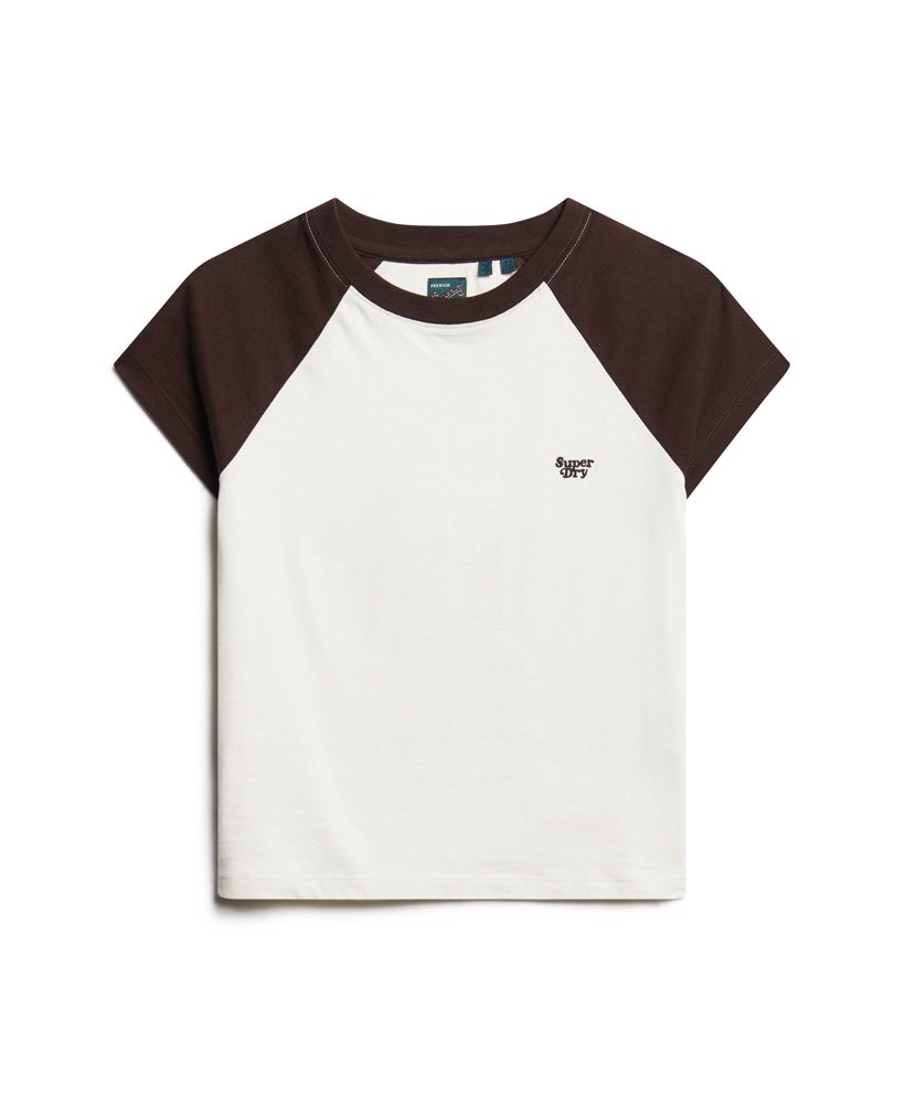 koszulka typu raglan z bawełny organicznej essential logo w kolorze złamanej bieliciemnego brązu czekoladowego