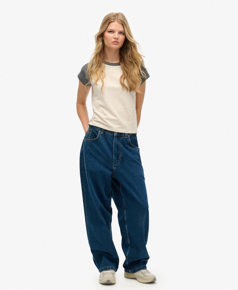 koszulka typu raglan z organicznej bawełny z logo essential w kolorze jasnobrązowymbogato grafitowym