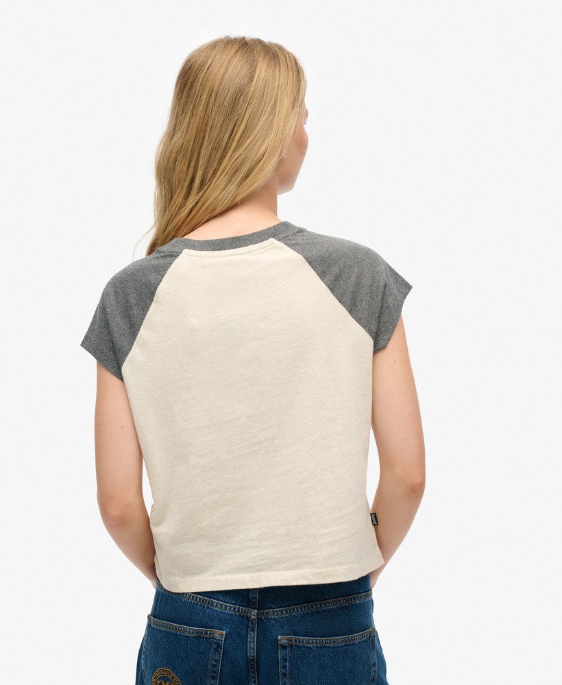 koszulka typu raglan z organicznej bawełny z logo essential w kolorze jasnobrązowymbogato grafitowym