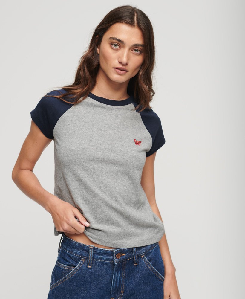 koszulka typu raglan z organicznej bawełny z logo essential w kolorze szarym melanżowymgranatowym