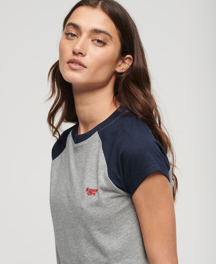 koszulka typu raglan z organicznej bawełny z logo essential w kolorze szarym melanżowymgranatowym