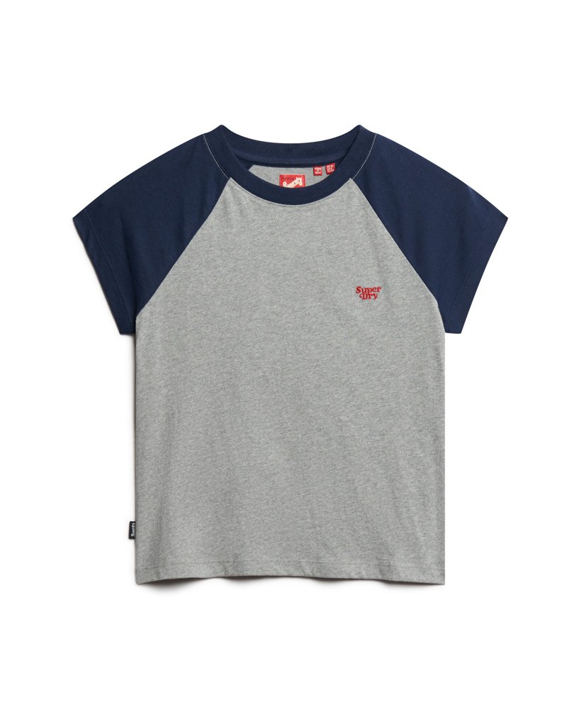 koszulka typu raglan z organicznej bawełny z logo essential w kolorze szarym melanżowymgranatowym