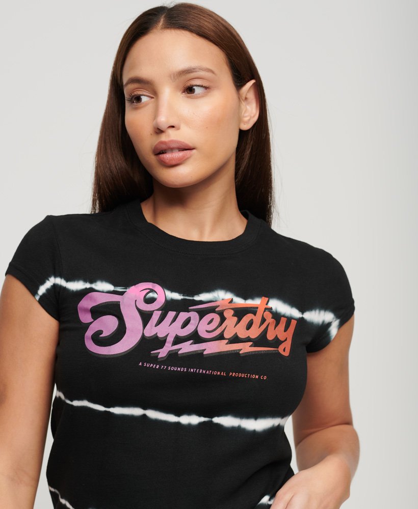koszulka z grafiką zespołu rockowego w kolorze czarnym z nadrukiem tie-dye