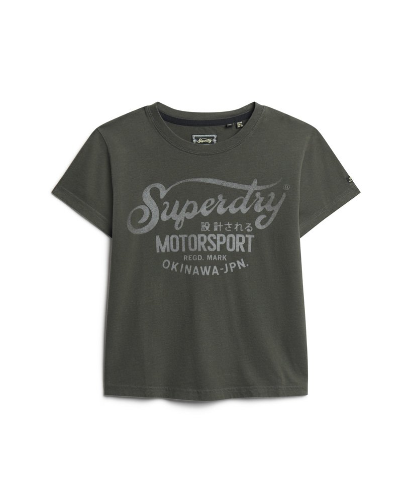 koszulka z grafiką boho biker script w kolorze vintage black