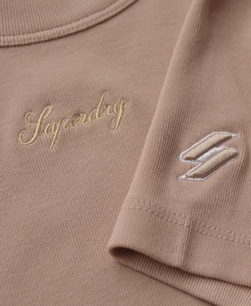 koszulka z organicznej bawełny z haftem w kolorze dusky pink