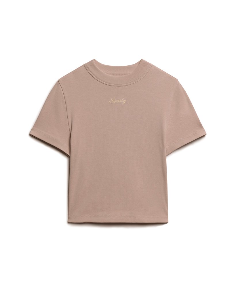 koszulka z organicznej bawełny z haftem w kolorze dusky pink
