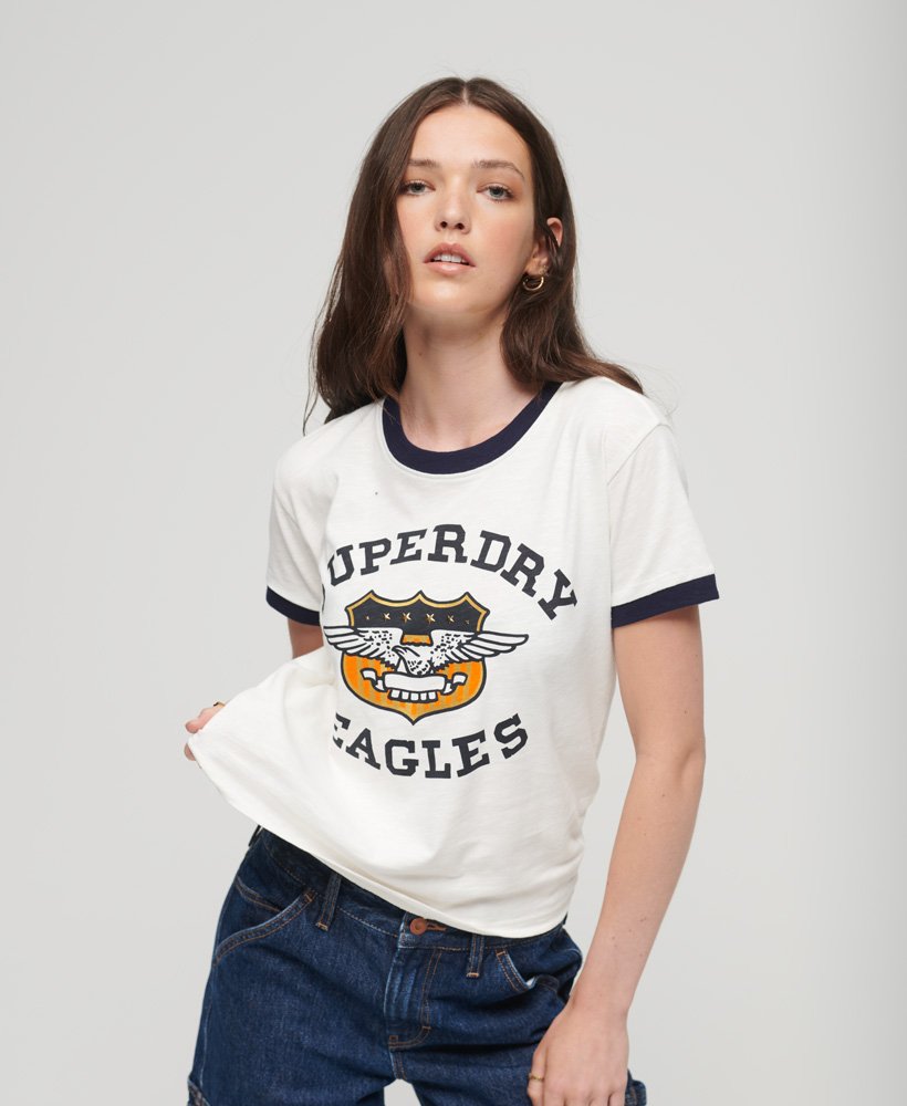 koszulka z grafiką vintage americana w kolorze ecru rich navy