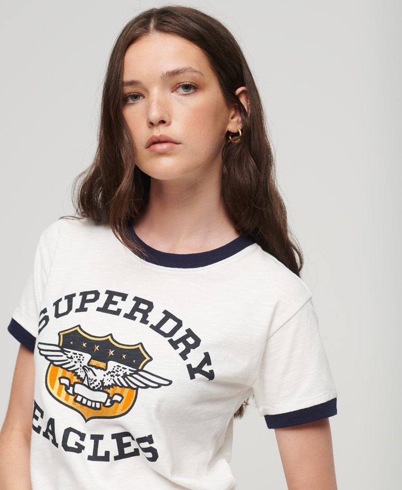 koszulka z grafiką vintage americana w kolorze ecru rich navy