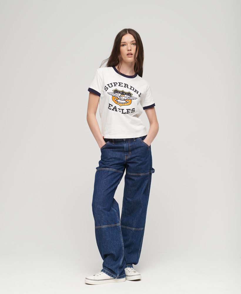 koszulka z grafiką vintage americana w kolorze ecru rich navy