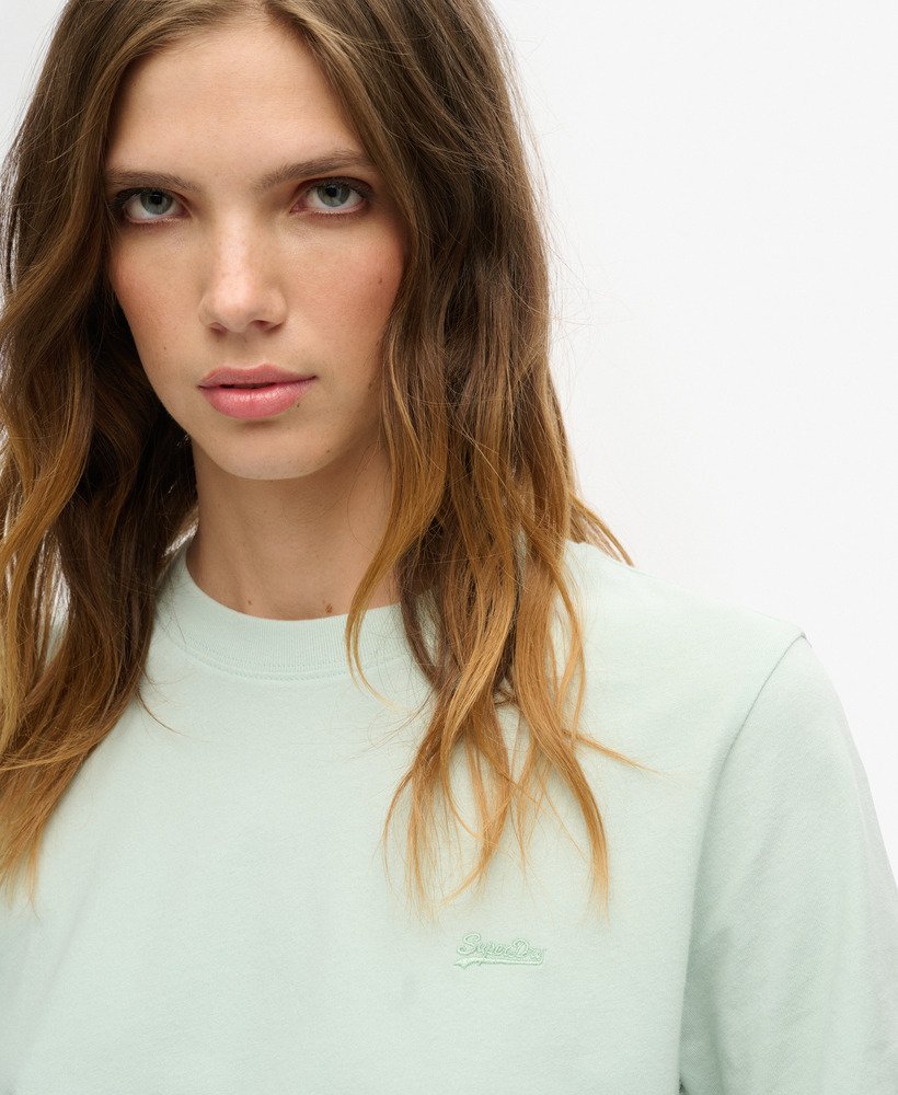 t-shirt z bawełny organicznej z haftowanym logo w stylu vintage w kolorze surf spray green
