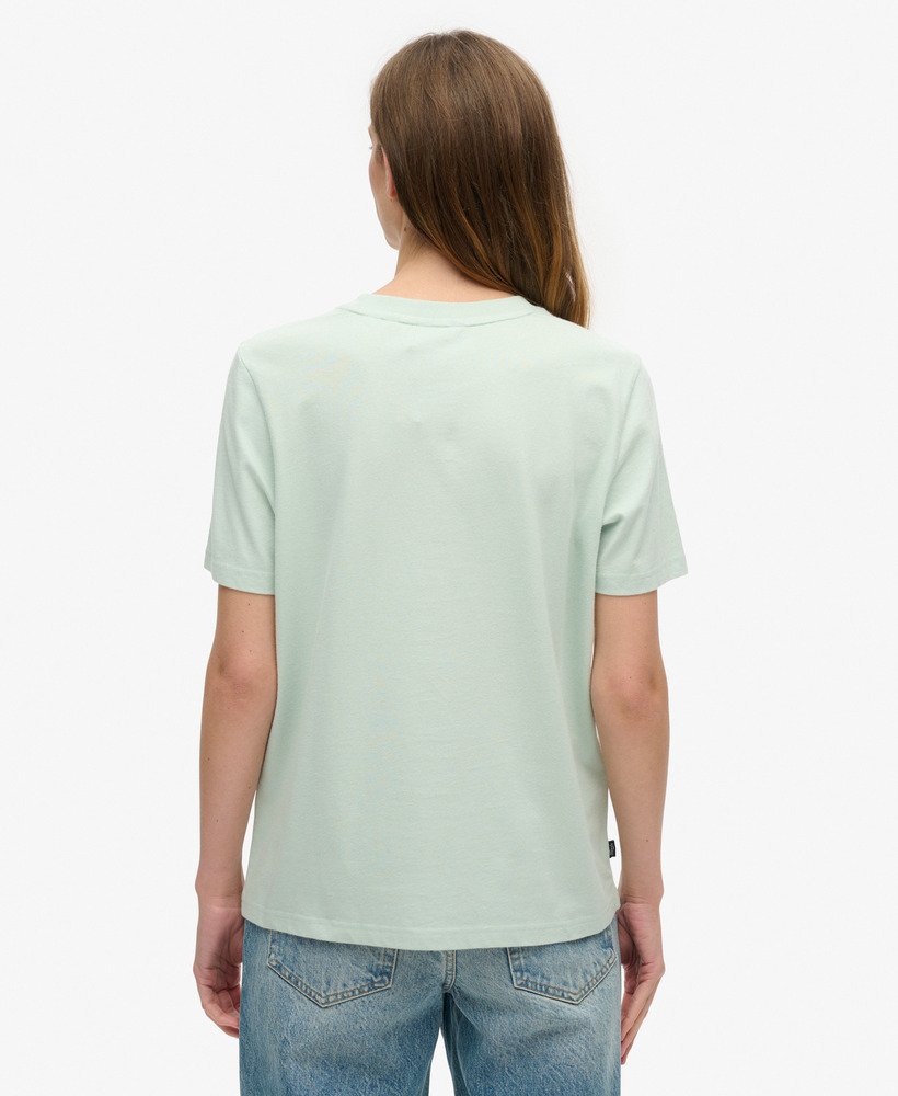 t-shirt z bawełny organicznej z haftowanym logo w stylu vintage w kolorze surf spray green