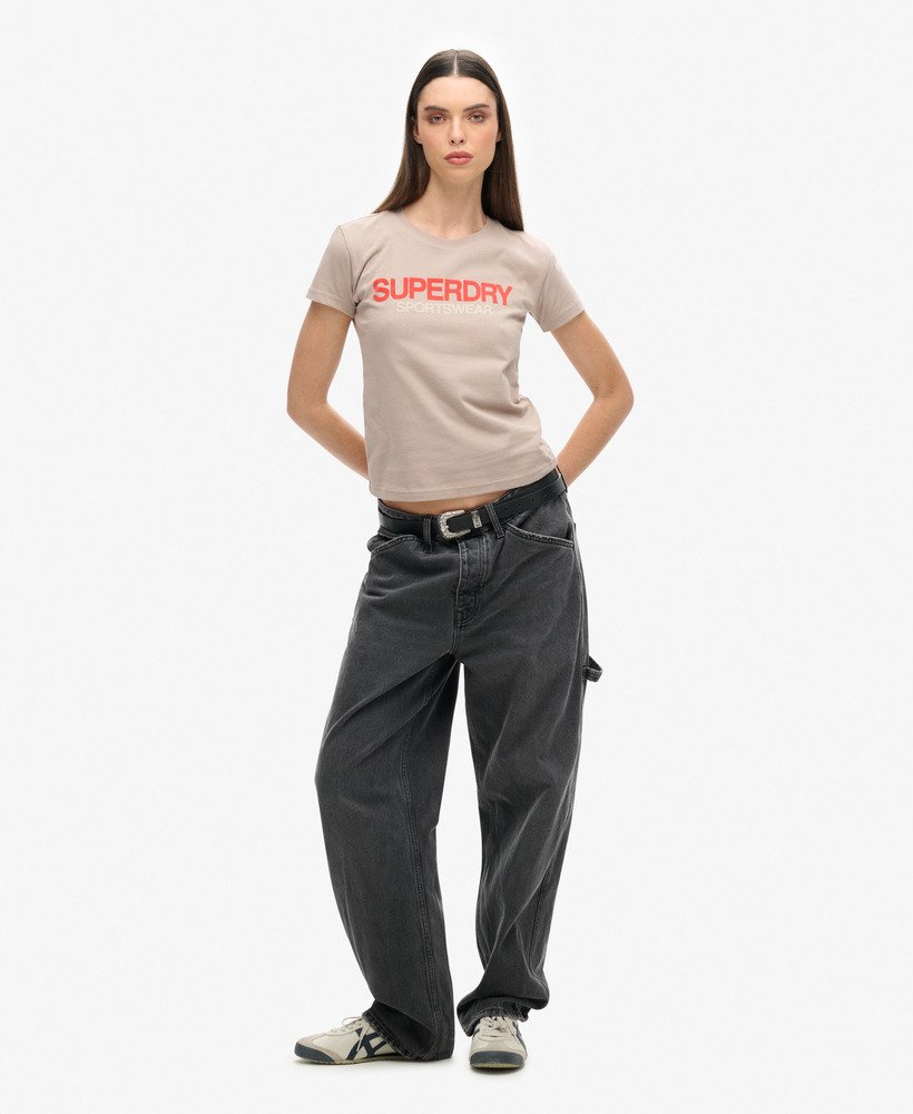 koszulka z logo sportswear o dopasowanym kroju w kolorze głębokiego beżu slub