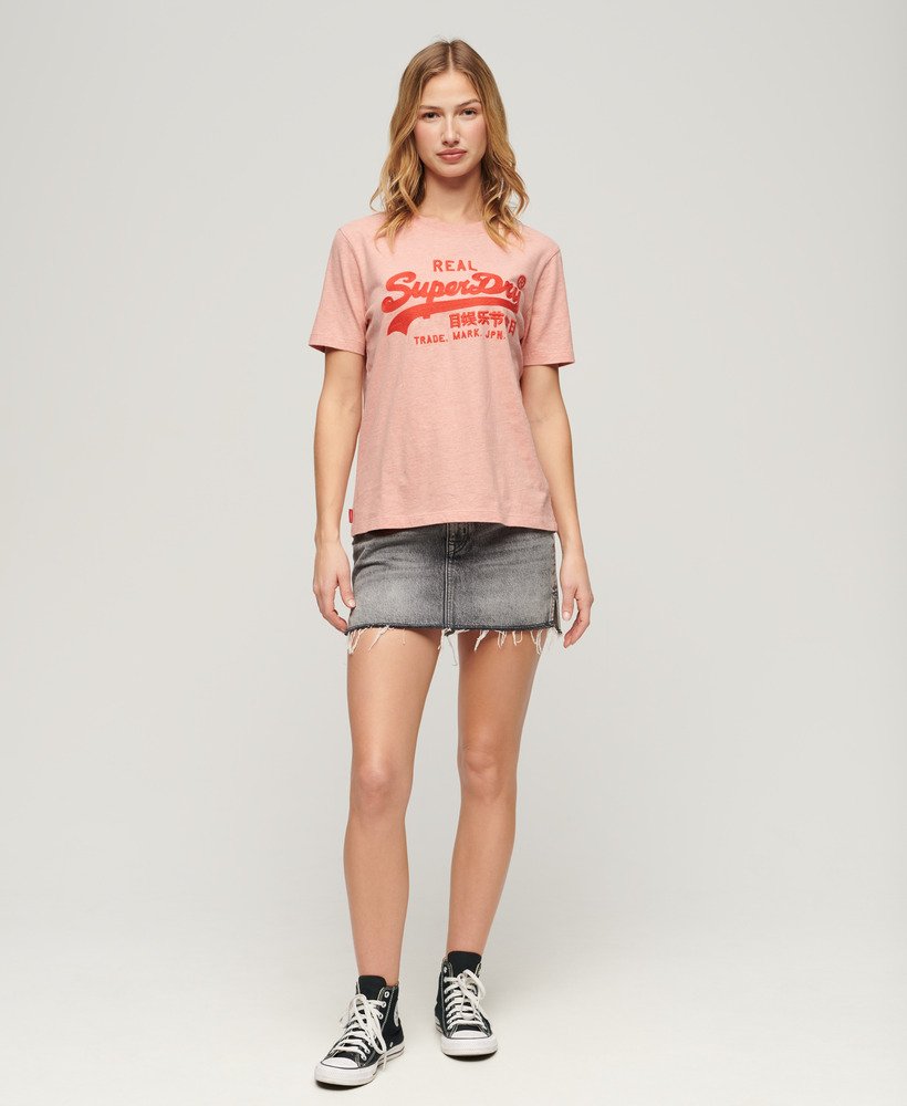 koszulka z haftowanym logo vintage w kolorze abbey peach heather