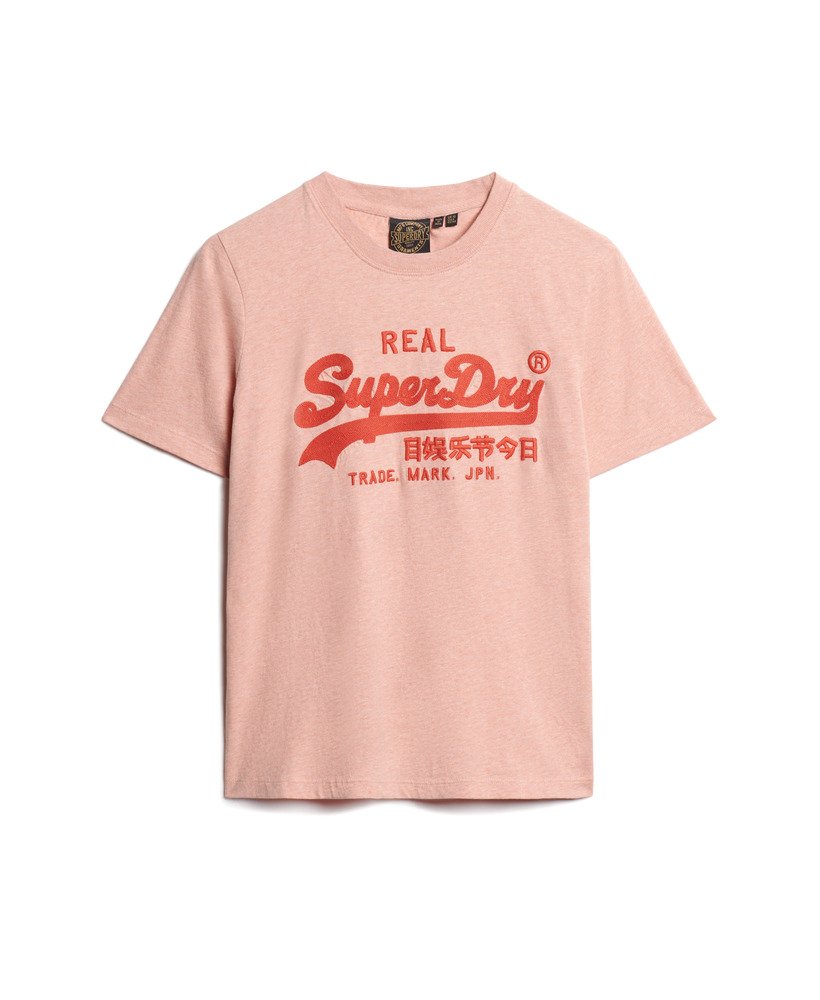 koszulka z haftowanym logo vintage w kolorze abbey peach heather
