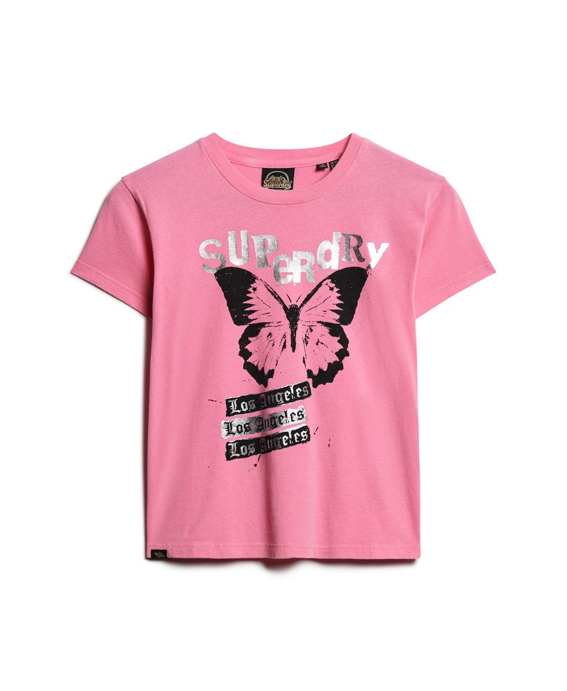 koszulka z grafiką lo-fi rock w kolorze aurora pink