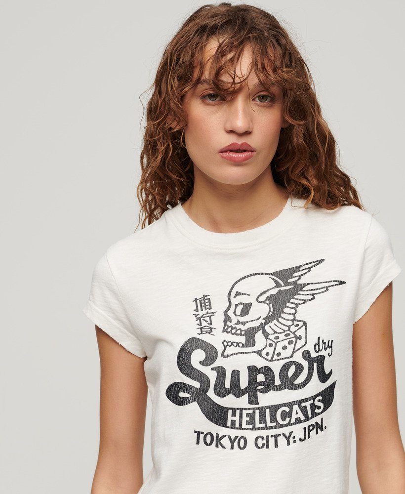 koszulka z krótkim rękawem retro rocker w kolorze ecru slub