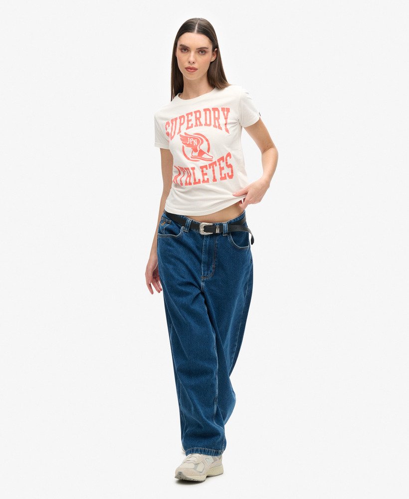 dopasowana koszulka varsity flocked w kolorze off white
