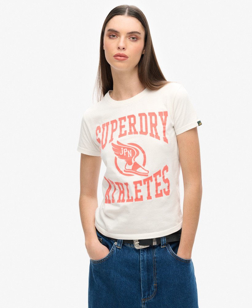 dopasowana koszulka varsity flocked w kolorze off white