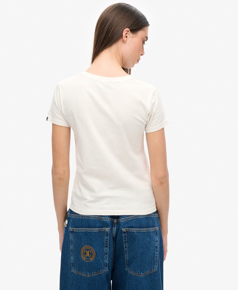 dopasowana koszulka varsity flocked w kolorze off white
