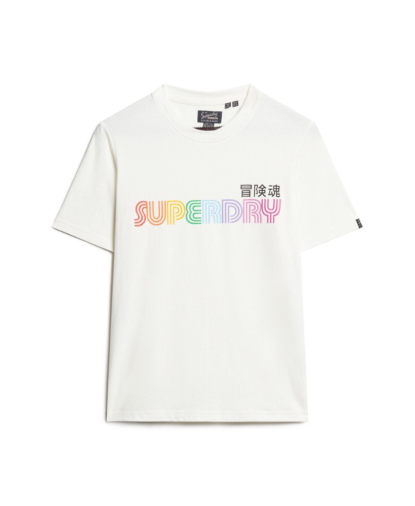 koszulka z logo rainbow o luźnym kroju w kolorze ecru