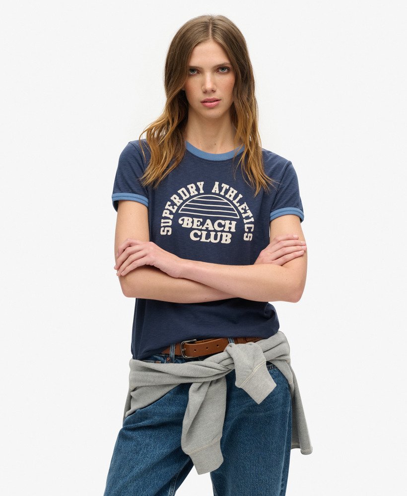 koszulka athletic essentials beach graphic ringer w kolorze richest navy