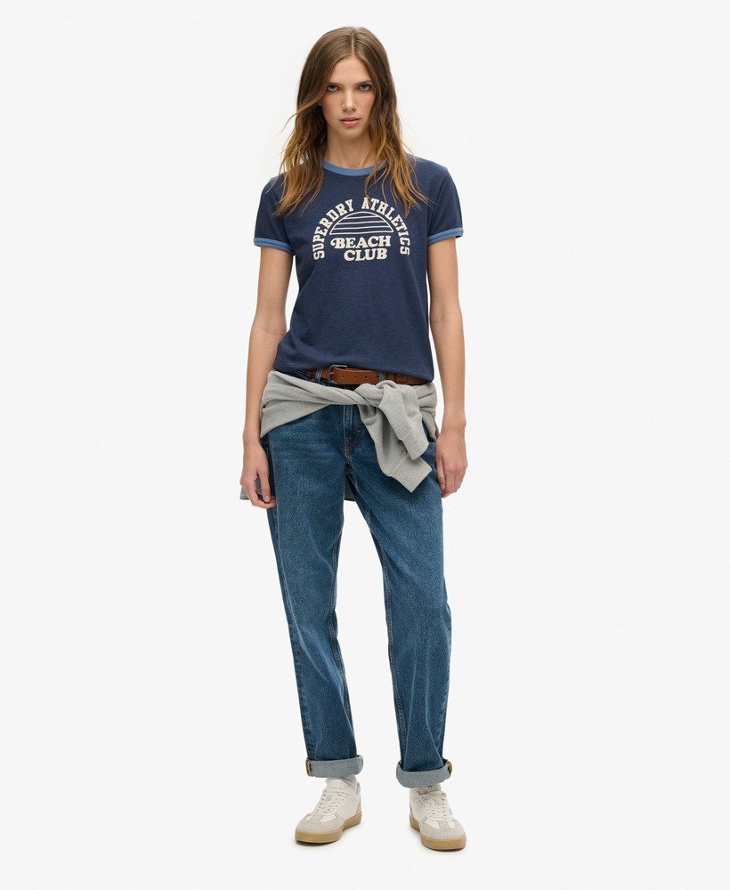 koszulka athletic essentials beach graphic ringer w kolorze richest navy