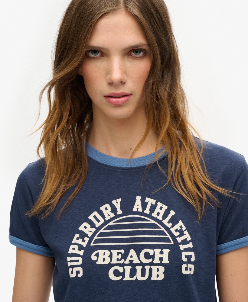 koszulka athletic essentials beach graphic ringer w kolorze richest navy