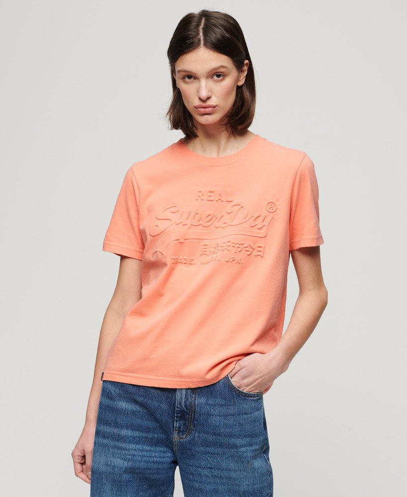 luźna koszulka z wytłoczonym wzorem w kolorze papaya punch pink