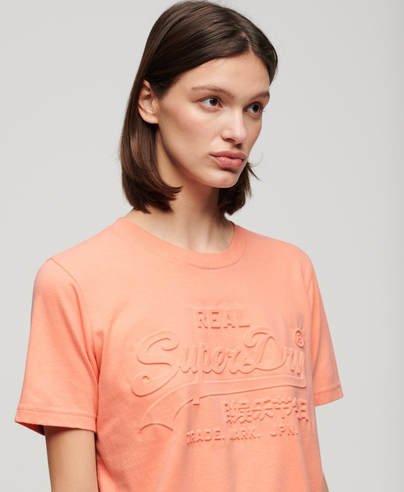 luźna koszulka z wytłoczonym wzorem w kolorze papaya punch pink