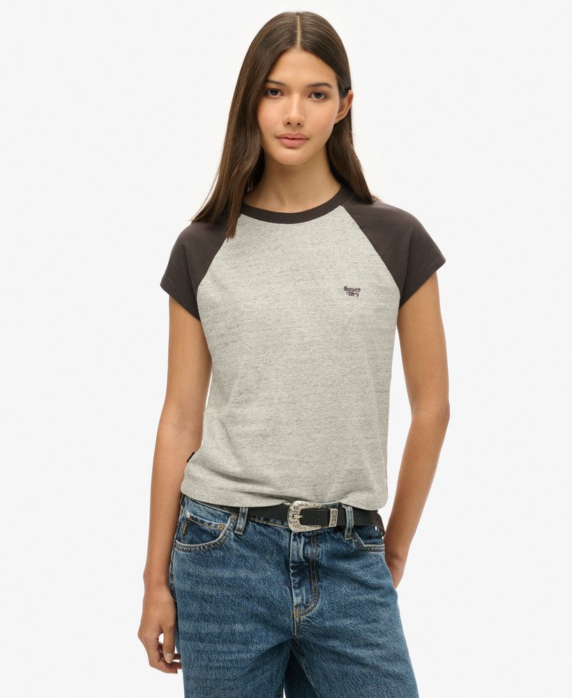 koszulka typu raglan z organicznej bawełny z logo essential w kolorze bison black athletic grey marl