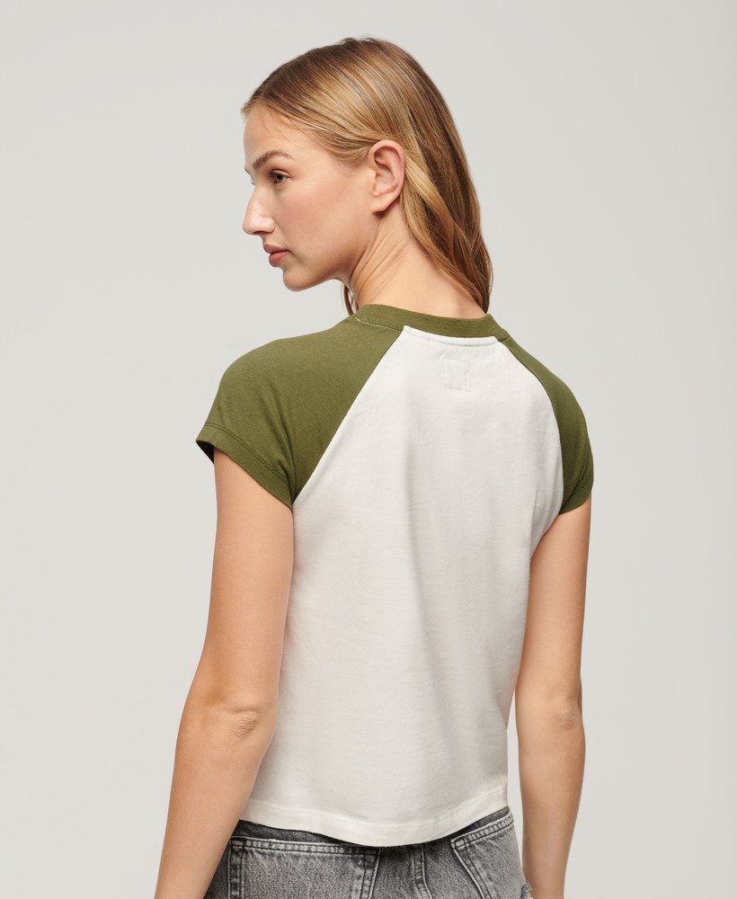 koszulka typu raglan z bawełny organicznej essential logo w kolorze oliwkowym khaki i ecru
