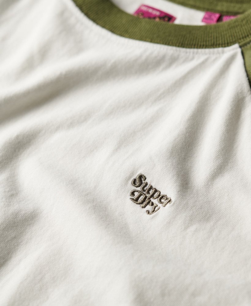 koszulka typu raglan z bawełny organicznej essential logo w kolorze oliwkowym khaki i ecru