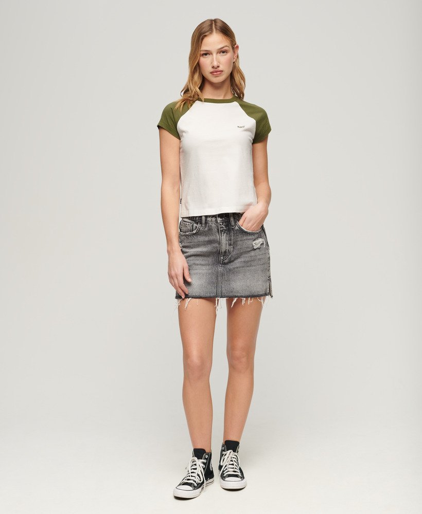 koszulka typu raglan z bawełny organicznej essential logo w kolorze oliwkowym khaki i ecru