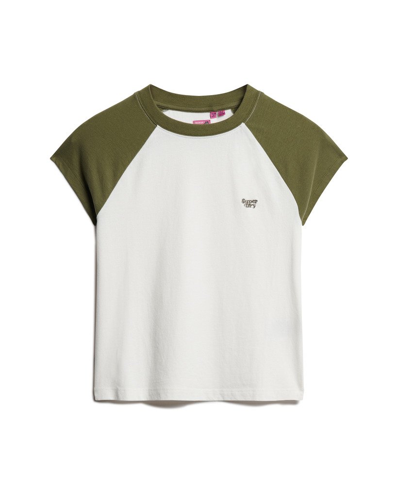 koszulka typu raglan z bawełny organicznej essential logo w kolorze oliwkowym khaki i ecru