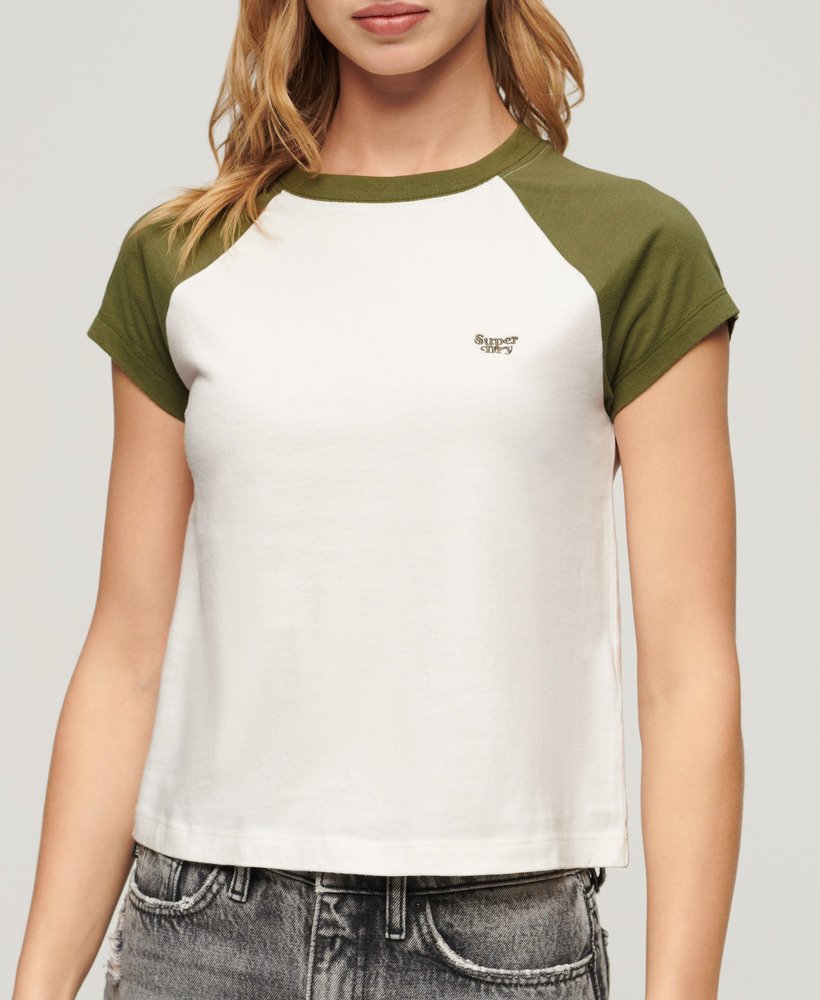 koszulka typu raglan z bawełny organicznej essential logo w kolorze oliwkowym khaki i ecru
