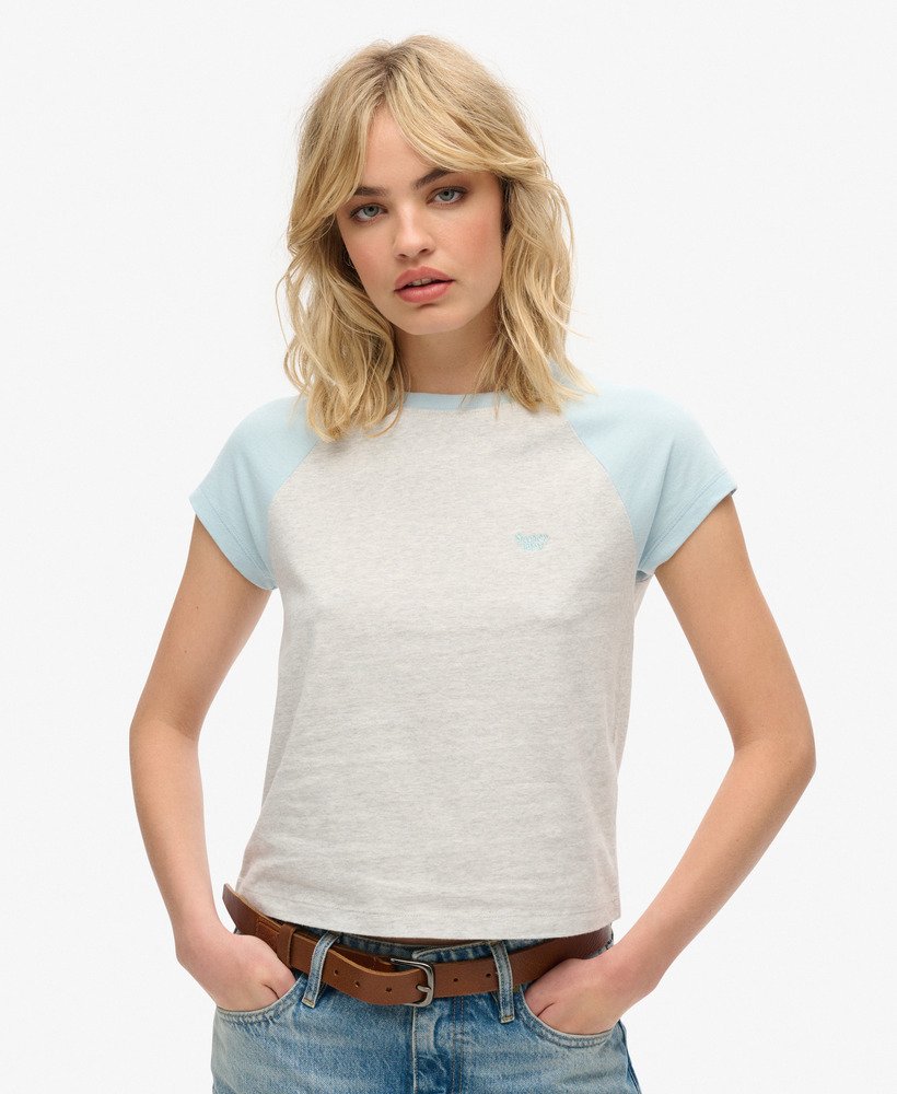 koszulka typu raglan z organicznej bawełny essential logo w kolorze zimowy bŁĘkitszary lodowcowy melanŻ