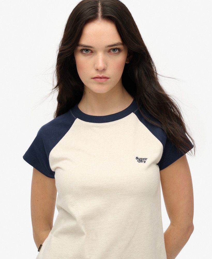 koszulka typu raglan z organicznej bawełny z logo essential w kolorze najbogatszego granatujasnego owsa melanżowego