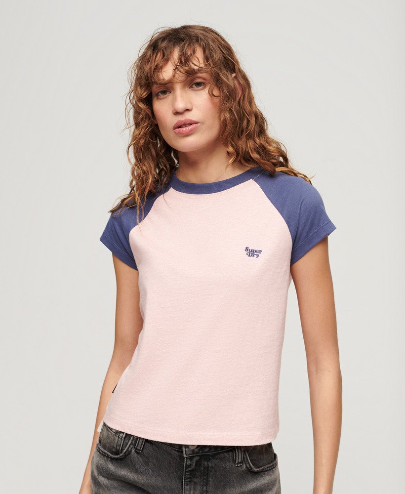 koszulka typu raglan z bawełny organicznej essential logo w kolorze soft pinkmariner navy