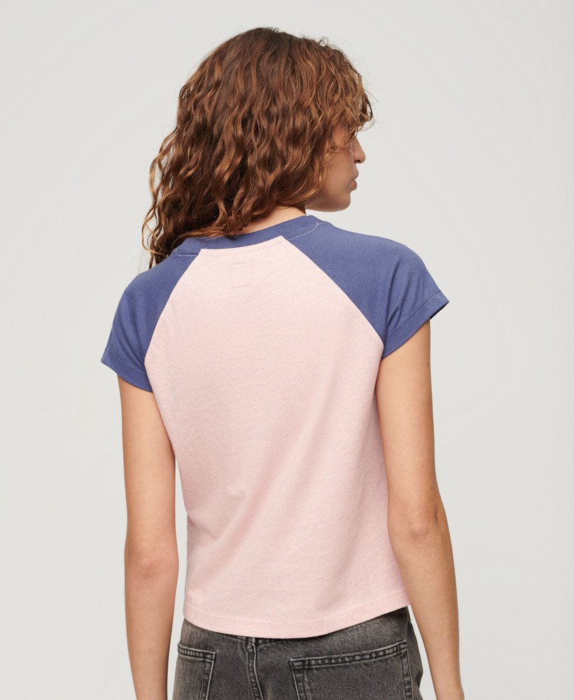 koszulka typu raglan z bawełny organicznej essential logo w kolorze soft pinkmariner navy