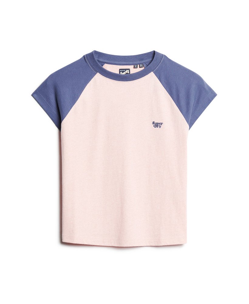 koszulka typu raglan z bawełny organicznej essential logo w kolorze soft pinkmariner navy
